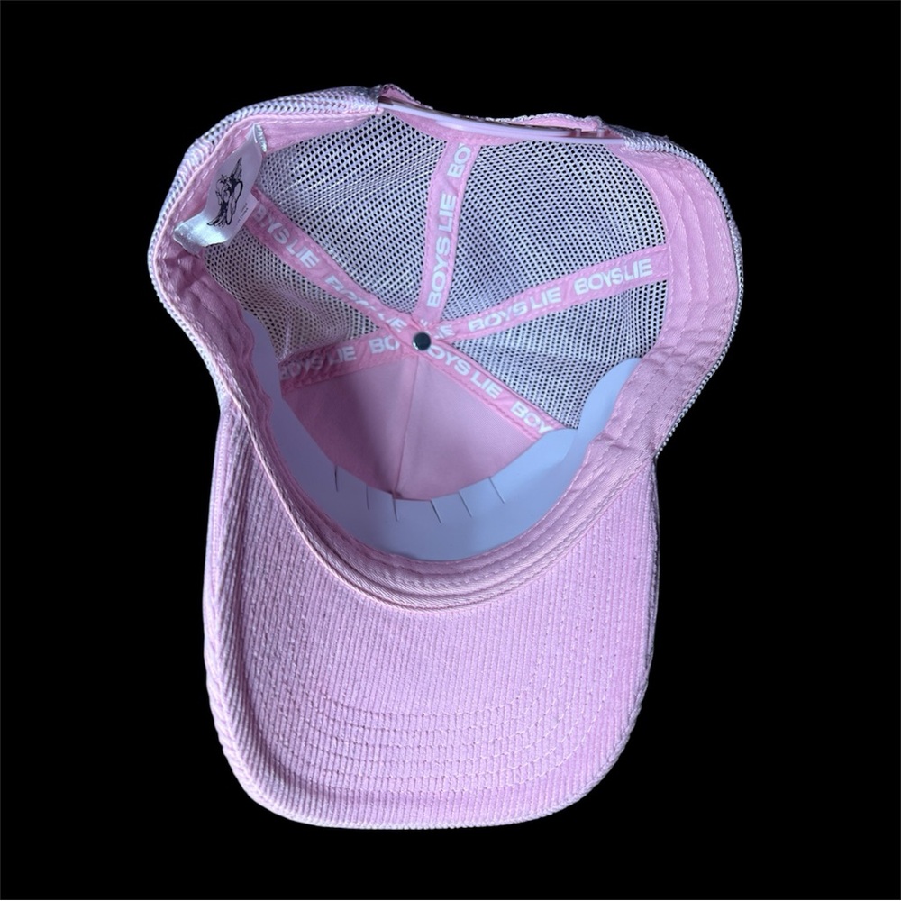 New Boys Lie Pink Trucker Hat with Embroidered Logo - Picture 3 of 3